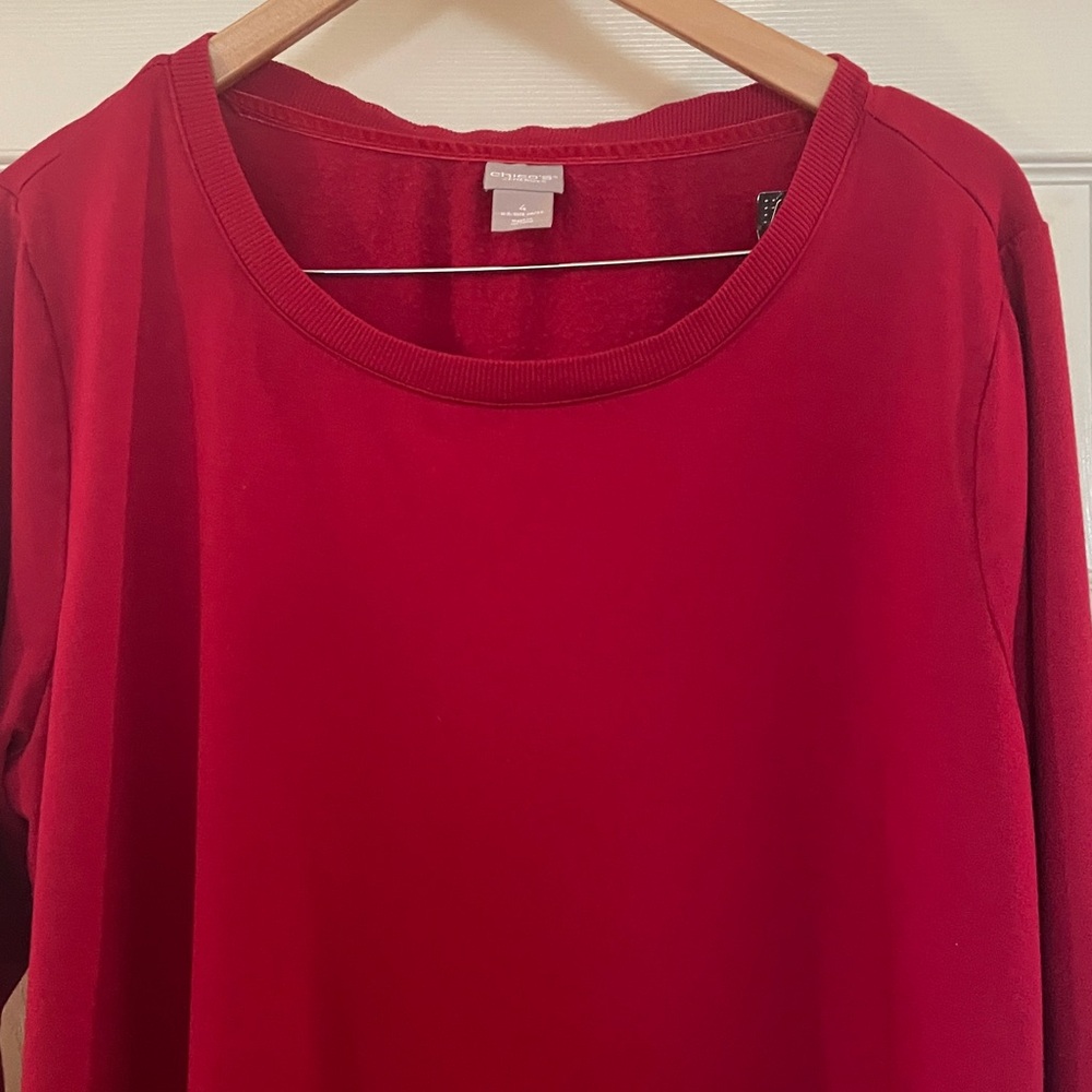 Chico’s Red Long Sleeve Sweater With Silver Side Zippers Plus Size 22 - Picture 3 of 9